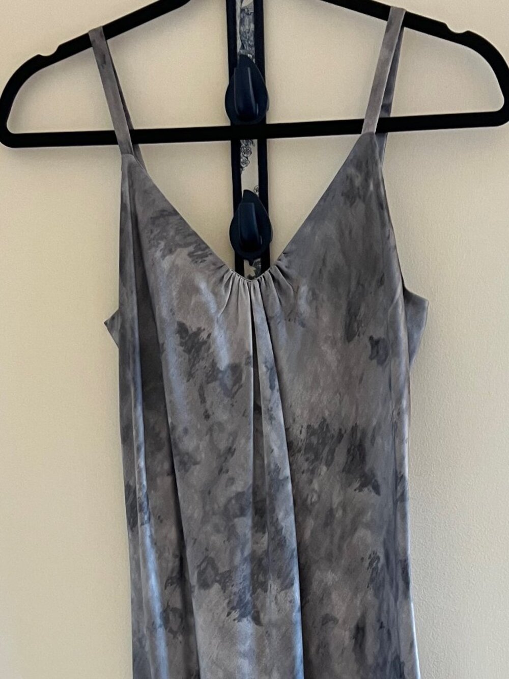 Vince 100% Silk Gray Watercolor Print Slip Midi Dress Size S